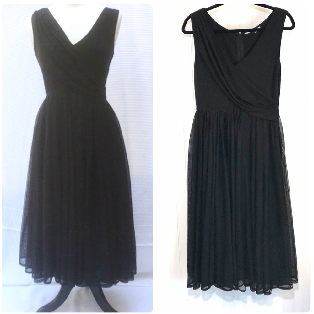 New Eshakti Black Knit & Tulle Midi Dress M 10 - Picture 1 of 6